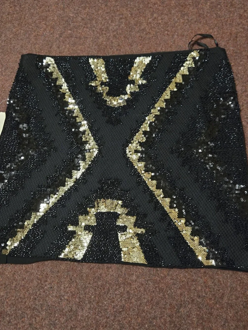 New! Forever 21 Sequin Mini Skirt Gold & Black Size Small Lined Zip Side - Picture 11 of 11